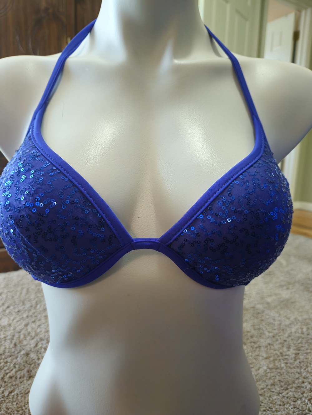 VENUS Royal Blue Sequin Halter Swim Bra
